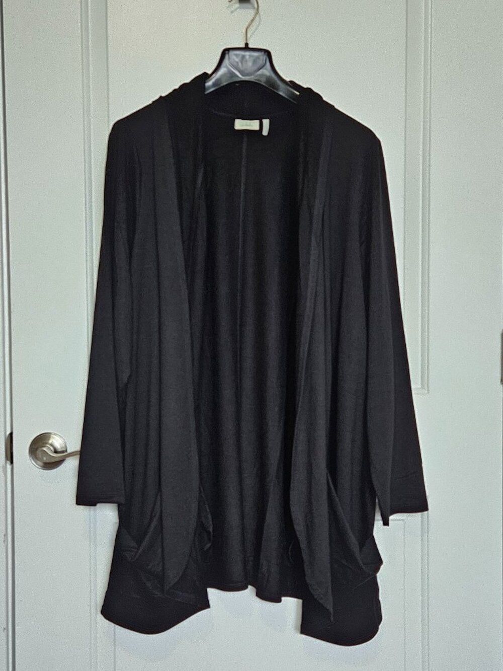 LOGO Lounge Lori Goldstein Black Open Front Draped Cardigan With Pockets Size 3X